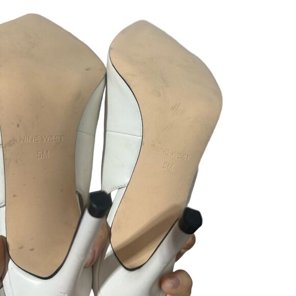 Nine West Stiletto Heels 5 Slingback Black Cap Toe Classic Elegant Chic White - Picture 2 of 9